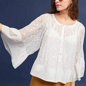 Anthropologie | Akemi + Kin Embroidered Star Print Crochet Top